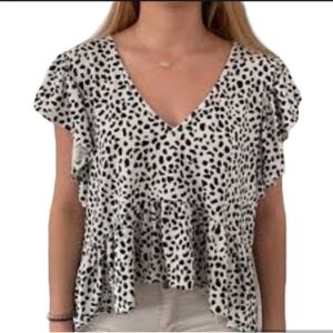 Altar'd State Polka Dot Ruffle Crop Top